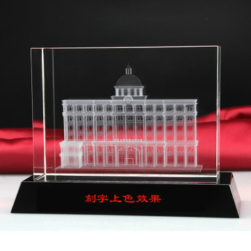 3D Laser Architectural Model Crystal Glass Souvenirs Cubo Oficina Decoración